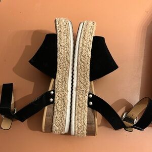 Black Espadrille Wedge Sandals